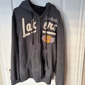 Los Angeles Lakers Men's Gray Zip-Up Hoodie
